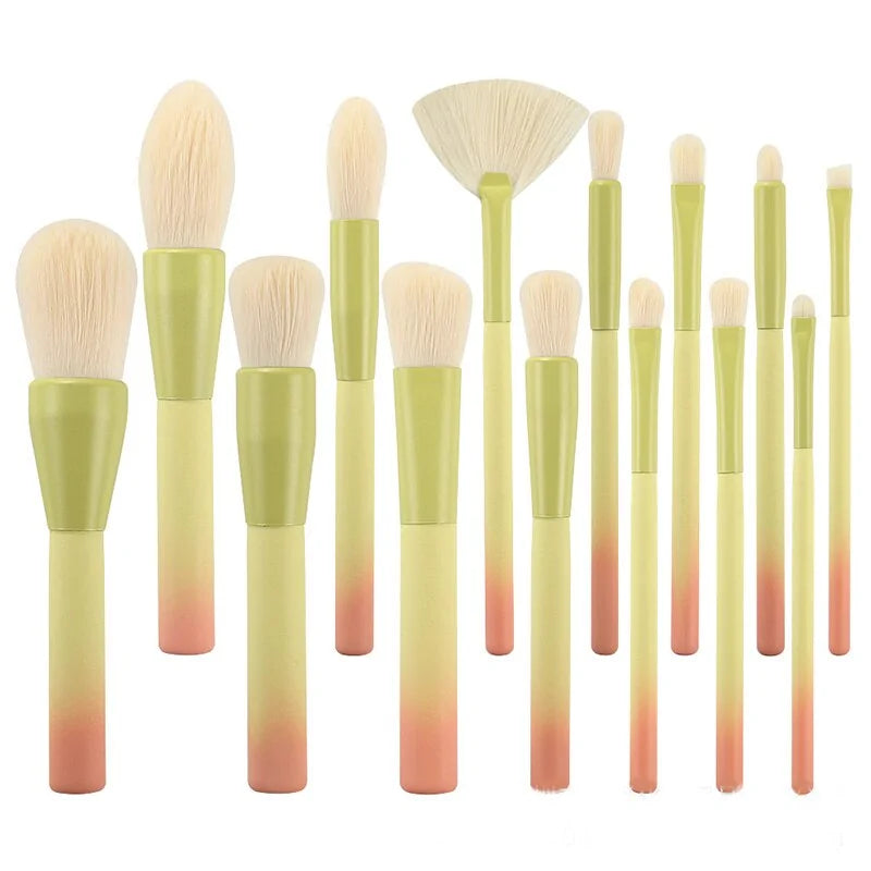 Ensemble de Pinceaux de Maquillage Dégradé Rose Vert