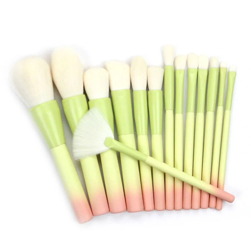 Ensemble de Pinceaux de Maquillage Dégradé Rose Vert